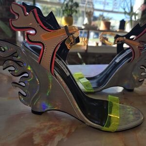 Cape Robbin Holographic Silver and Neon Wedges